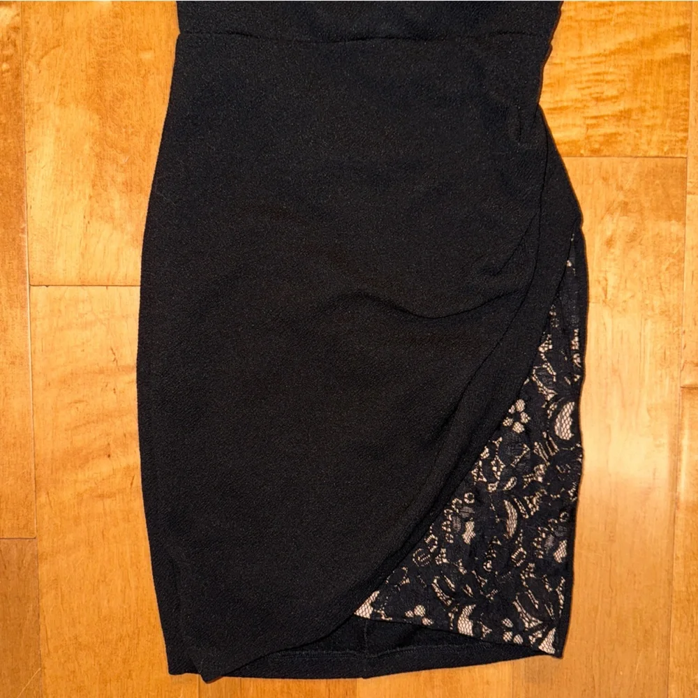Mystic Los Angeles Black and Cream with Lace Strapless Mini Dress - Picture 3 of 8